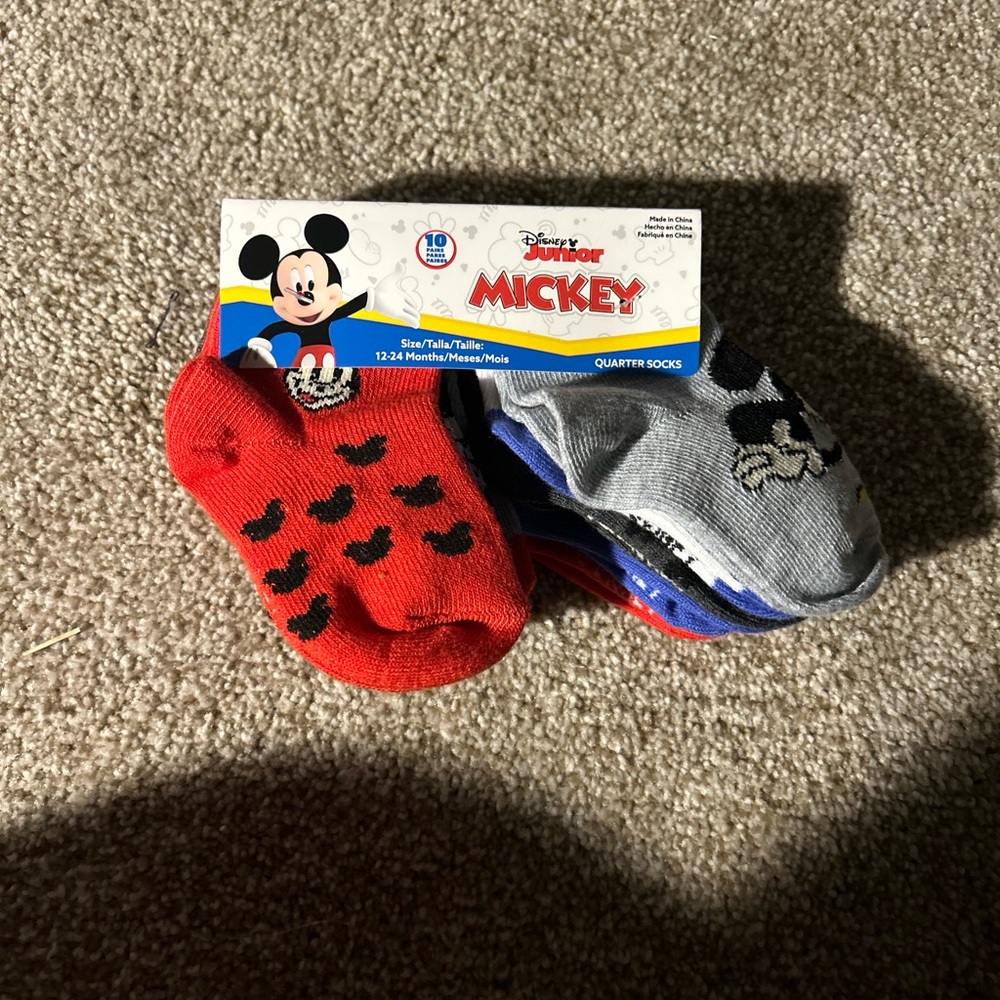 Disney Mickey Mouse Red and Gray Socks Set